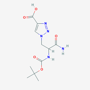 molecular formula C11H17N5O5 B1465518 1-{3-Amino-2-[(tert-butoxycarbonyl)amino]-3-oxopropyl}-1H-1,2,3-triazole-4-carboxylic acid CAS No. 1353497-60-5