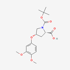 molecular formula C18H25NO7 B1465552 (2S,4S)-1-(tert-Butoxycarbonyl)-4-(3,4-dimethoxyphenoxy)-2-pyrrolidinecarboxylic acid CAS No. 2140851-03-0