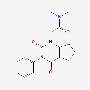 molecular formula C17H19N3O3 B14655626 1H-Cyclopentapyrimidine-1-acetamide, 2,3,4,5,6,7-hexahydro-N,N-dimethyl-2,4-dioxo-3-phenyl- CAS No. 49786-48-3