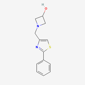 molecular formula C13H14N2OS B1465565 1-[(2-Phenyl-1,3-thiazol-4-yl)methyl]azetidin-3-ol CAS No. 1274901-69-7