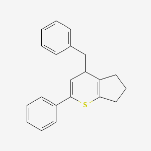 molecular formula C21H20S B14655664 Cyclopenta[b]thiopyran, 4,5,6,7-tetrahydro-2-phenyl-4-(phenylmethyl)- CAS No. 53045-28-6