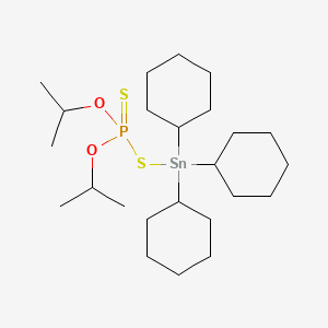 molecular formula C24H47O2PS2Sn B14655740 Stannane, ((diisoproproxyphosphinothioyl)thio)tricyclohexyl- CAS No. 49538-98-9