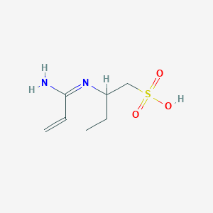 molecular formula C7H14N2O3S B14655748 2-[(E)-(1-Aminoprop-2-en-1-ylidene)amino]butane-1-sulfonic acid CAS No. 52884-87-4