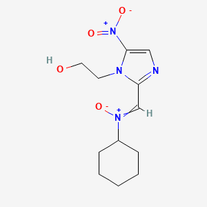 molecular formula C12H18N4O4 B14655931 N-cyclohexyl-1-[1-(2-hydroxyethyl)-5-nitroimidazol-2-yl]methanimine oxide CAS No. 42021-71-6