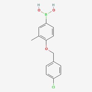 molecular formula C14H14BClO3 B1465595 {4-[(4-氯苯基)甲氧基]-3-甲基苯基}硼酸 CAS No. 475652-18-7