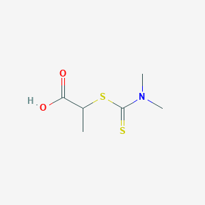 molecular formula C6H11NO2S2 B14656096 2-[(Dimethylcarbamothioyl)sulfanyl]propanoic acid CAS No. 53278-41-4