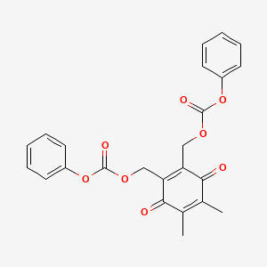 molecular formula C24H20O8 B14656750 Carbonic acid, (4,5-dimethyl-3,6-dioxo-1,4-cyclohexadien-1,2-diyl)bis(methylene)diphenyl ester CAS No. 40870-70-0