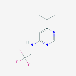 molecular formula C9H12F3N3 B1465712 6-(propan-2-yl)-N-(2,2,2-trifluoroethyl)pyrimidin-4-amine CAS No. 1247360-83-3