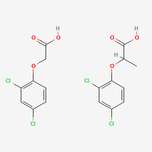 molecular formula C17H14Cl4O6 B14657408 2-(2,4-Dichlorophenoxy)propanoic acid mixt. with (2,4-dichlorophenoxy)acetic acid CAS No. 39389-74-7