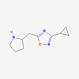 molecular formula C10H15N3O B1465741 3-Cyclopropyl-5-(pyrrolidin-2-ylmethyl)-1,2,4-oxadiazole CAS No. 1249963-62-9