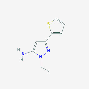 molecular formula C9H11N3S B1465745 1-ethyl-3-(thiophen-2-yl)-1H-pyrazol-5-amine CAS No. 1248061-51-9