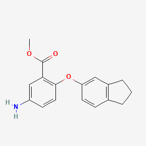 molecular formula C17H17NO3 B1465760 methyl 5-amino-2-(2,3-dihydro-1H-inden-5-yloxy)benzoate CAS No. 927802-63-9