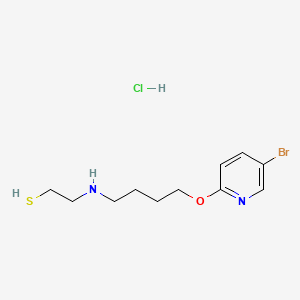 molecular formula C11H18BrClN2OS B14657683 Ethanethiol, 2-(4-(5-bromo-2-pyridyloxy)butyl)amino-, hydrochloride CAS No. 41287-48-3