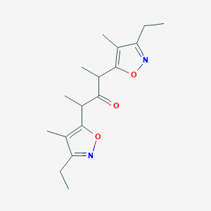 molecular formula C17H24N2O3 B14658116 2,4-Bis(3-ethyl-4-methyl-1,2-oxazol-5-yl)pentan-3-one CAS No. 41347-39-1