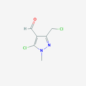 molecular formula C6H6Cl2N2O B1465832 5-Chloro-3-(chloromethyl)-1-methyl-1H-pyrazole-4-carbaldehyde CAS No. 1211512-40-1
