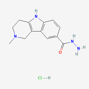 molecular formula C13H17ClN4O B14658714 1,2,3,4-Tetrahydro-2-methyl-5H-pyrido(4,3-b)indole-8-carboxylic acid hydrazide hydrochloride CAS No. 40431-47-8