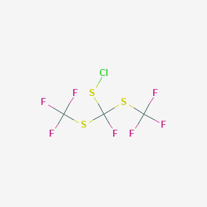 molecular formula C3ClF7S3 B14659237 (Chlorosulfanyl)(fluoro)bis[(trifluoromethyl)sulfanyl]methane CAS No. 51737-74-7