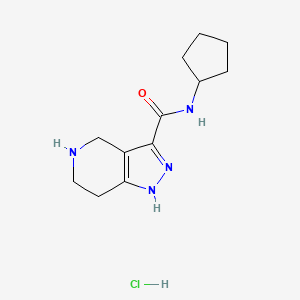 molecular formula C12H19ClN4O B1465955 N-Cyclopentyl-4,5,6,7-tetrahydro-1H-pyrazolo-[4,3-c]pyridine-3-carboxamide hydrochloride CAS No. 1220028-72-7
