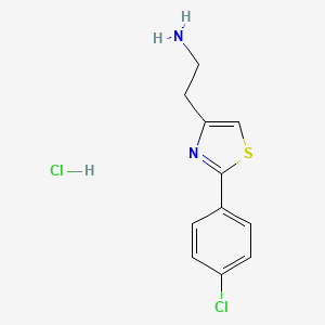molecular formula C11H12Cl2N2S B1465963 2-(2-(4-Chlorophenyl)thiazol-4-yl)ethanamine hydrochloride CAS No. 1187830-55-2