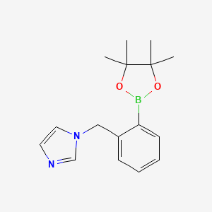molecular formula C16H21BN2O2 B1465981 1-{[2-(tetramethyl-1,3,2-dioxaborolan-2-yl)phenyl]methyl}-1H-imidazole CAS No. 2246863-75-0