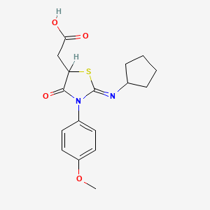 2-(Cyclopentylimino)-3-(4-methoxyphenyl)-4-oxo-5-thiazolidineacetic acid