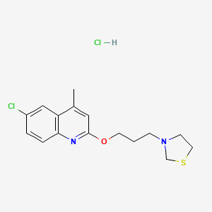 Thiazolidine, 3-(3-(6-chloro-4-methyl-2-quinolinyloxy)propyl)-, hydrochloride