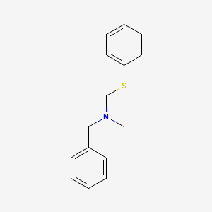 molecular formula C15H17NS B14660743 Benzenemethanamine, N-methyl-N-[(phenylthio)methyl]- CAS No. 51643-81-3