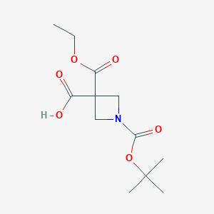 molecular formula C12H19NO6 B1466081 1-[(Tert-butoxy)carbonyl]-3-(ethoxycarbonyl)azetidine-3-carboxylic acid CAS No. 1011479-76-7