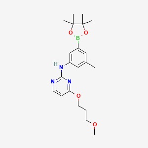 molecular formula C21H30BN3O4 B1466105 4-(3-methoxypropoxy)-N-[3-methyl-5-(4,4,5,5-tetramethyl-1,3,2-dioxaborolan-2-yl)phenyl]pyrimidin-2-amine CAS No. 1312535-41-3