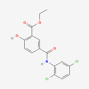 molecular formula C16H13Cl2NO4 B14661068 Benzoic acid, 5-(((2,5-dichlorophenyl)amino)carbonyl)-2-hydroxy-, ethyl ester CAS No. 38507-84-5