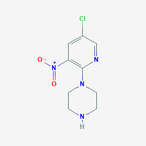 molecular formula C9H11ClN4O2 B1466111 1-(5-クロロ-3-ニトロピリジン-2-イル)ピペラジン CAS No. 869937-82-6