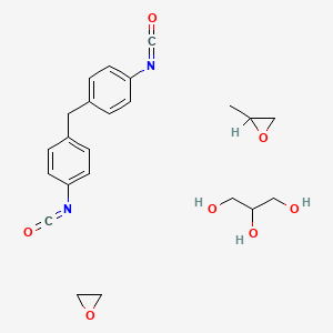 molecular formula C23H28N2O7 B14661169 1-Isocyanato-4-[(4-isocyanatophenyl)methyl]benzene;2-methyloxirane;oxirane;propane-1,2,3-triol CAS No. 42402-37-9