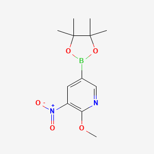 molecular formula C12H17BN2O5 B1466120 2-Methoxy-3-nitro-5-(4,4,5,5-tetramethyl-1,3,2-dioxaborolan-2-yl)pyridine CAS No. 1083168-94-8