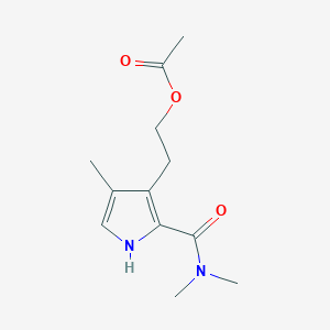 molecular formula C12H18N2O3 B14661219 2-[2-(Dimethylcarbamoyl)-4-methyl-1H-pyrrol-3-yl]ethyl acetate CAS No. 51671-74-0