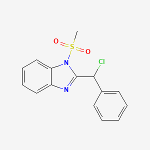 molecular formula C15H13ClN2O2S B14661232 2-[Chloro(phenyl)methyl]-1-(methylsulfonyl)-1h-benzimidazole CAS No. 43215-14-1