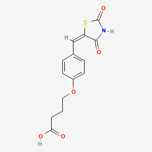 molecular formula C14H13NO5S B1466124 4-[4-(2,4-Dioxothiazolidin-5-ylidenemethyl)phenoxy]butyric acid CAS No. 503827-51-8