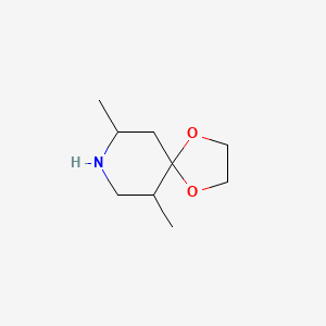 molecular formula C9H17NO2 B14661302 6,9-Dimethyl-1,4-dioxa-8-azaspiro[4.5]decane CAS No. 41415-77-4