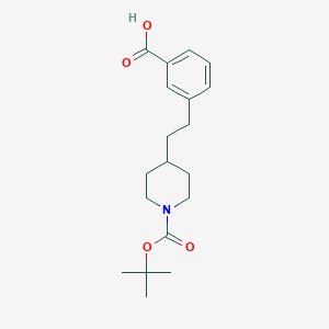 molecular formula C19H27NO4 B1466142 3-{2-[1-(Tert-butoxycarbonyl)-4-piperidinyl]ethyl]benzoic acid CAS No. 906745-31-1