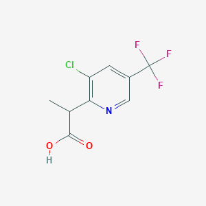 molecular formula C9H7ClF3NO2 B1466145 Ácido 2-[3-Cloro-5-(trifluorometil)piridin-2-il]propiónico CAS No. 1566079-39-7