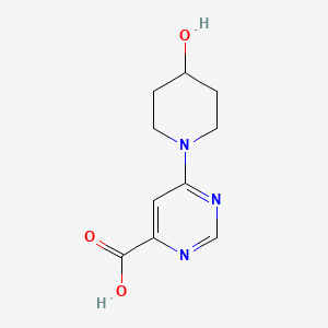 molecular formula C10H13N3O3 B1466149 6-(4-Hydroxypiperidin-1-yl)pyrimidine-4-carboxylic acid CAS No. 1097255-16-7