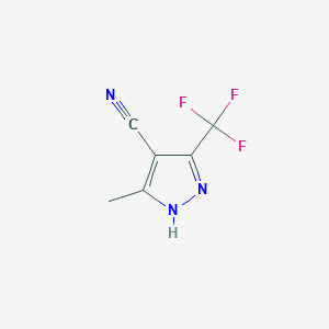 molecular formula C6H4F3N3 B1466152 5-methyl-3-(trifluoromethyl)-1H-pyrazole-4-carbonitrile CAS No. 855343-63-4