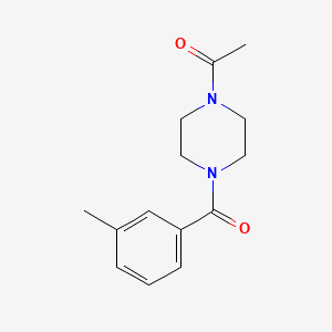 molecular formula C14H18N2O2 B1466165 1-[4-(3-Methylbenzoyl)-1-piperazinyl]-1-ethanone CAS No. 1216395-05-9