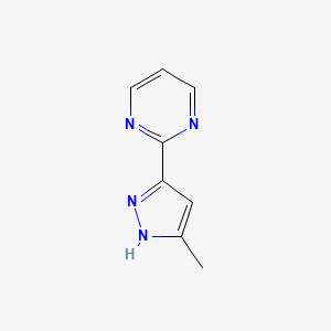 molecular formula C8H8N4 B1466174 2-(5-Methyl-1H-pyrazol-3-yl)-pyrimidine CAS No. 1018323-96-0