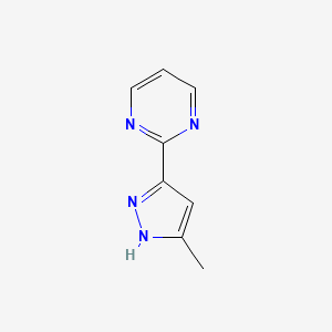 molecular formula C8H8N4 B1466174 2-(5-甲基-1H-吡唑-3-基)-嘧啶 CAS No. 1018323-96-0