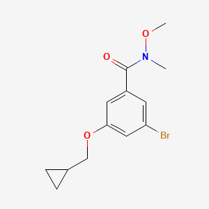molecular formula C13H16BrNO3 B1466179 3-bromo-5-cyclopropylmethoxy-N-methoxy-N-methyl-benzamide CAS No. 1180016-75-4