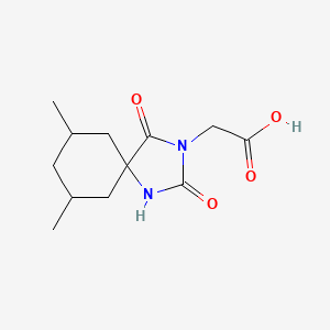 molecular formula C12H18N2O4 B1466204 2-{7,9-Dimethyl-2,4-dioxo-1,3-diazaspiro[4.5]decan-3-yl}acetic acid CAS No. 1378433-28-3