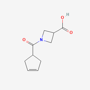 molecular formula C10H13NO3 B1466205 1-(Cyclopent-3-ene-1-carbonyl)azetidine-3-carboxylic acid CAS No. 1341053-09-5