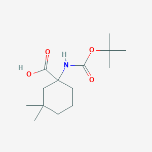 molecular formula C14H25NO4 B1466214 1-{[(Tert-butoxy)carbonyl]amino}-3,3-dimethylcyclohexane-1-carboxylic acid CAS No. 1478247-72-1