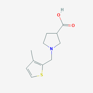 molecular formula C11H15NO2S B1466230 1-[(3-Methylthiophen-2-yl)methyl]pyrrolidine-3-carboxylic acid CAS No. 1490676-61-3