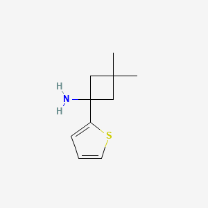 molecular formula C10H15NS B1466239 3,3-Dimethyl-1-(thiophen-2-yl)cyclobutan-1-amine CAS No. 1489484-84-5